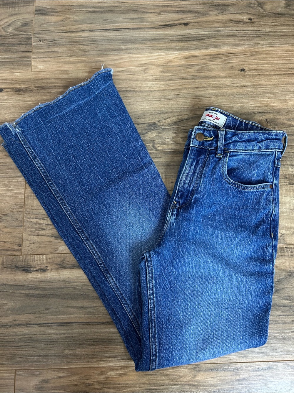 wrangler hi rise flare jeans